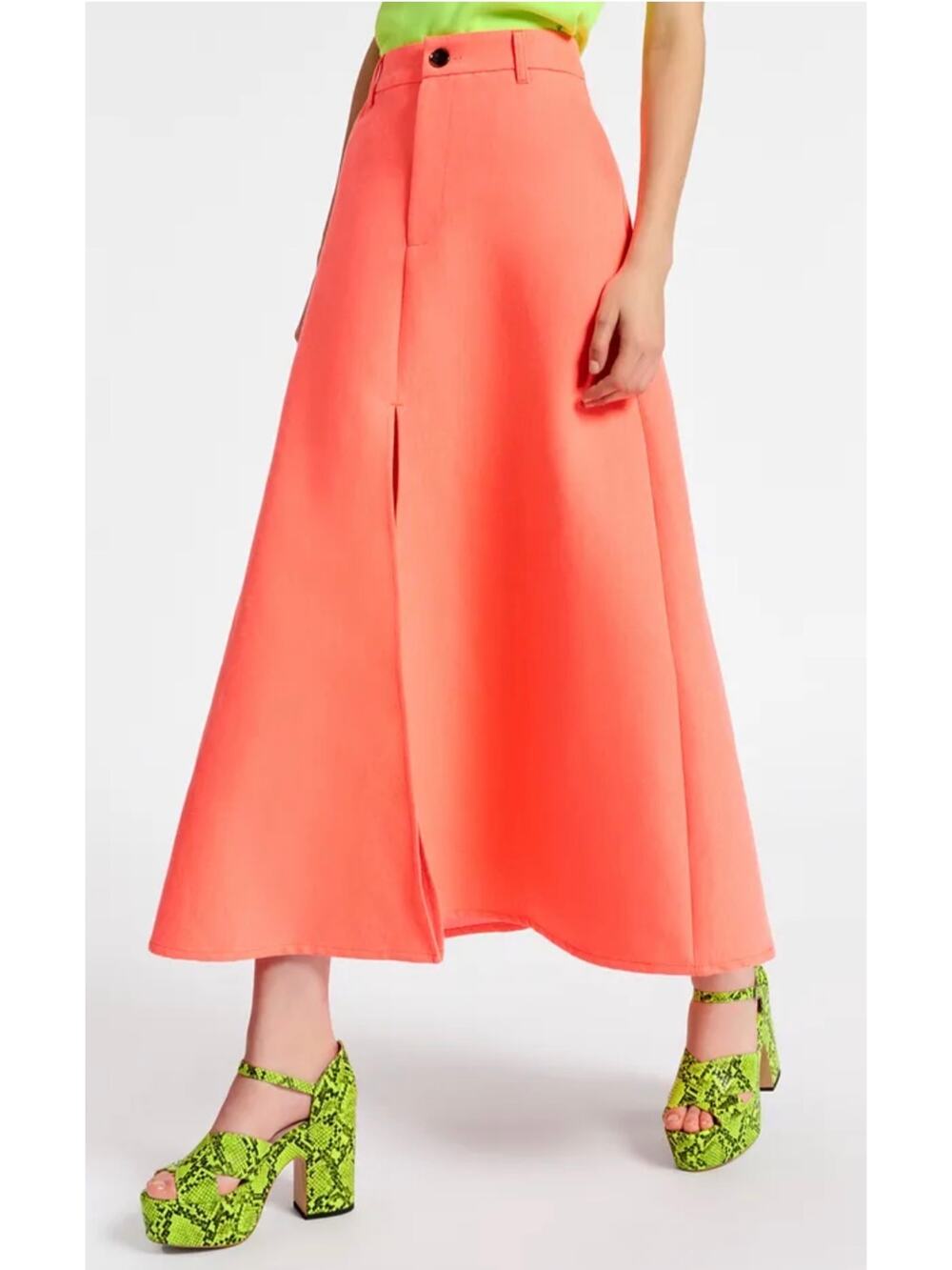 Addicted to Essentiel Antwerp Jupe Diner Coral Red Wide A-line Maxi Skirt Sz 8